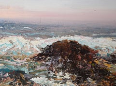 "Luces suaves" Paisaje marino de Monterey, California, de textura pesada Óleo original sobre lienzo