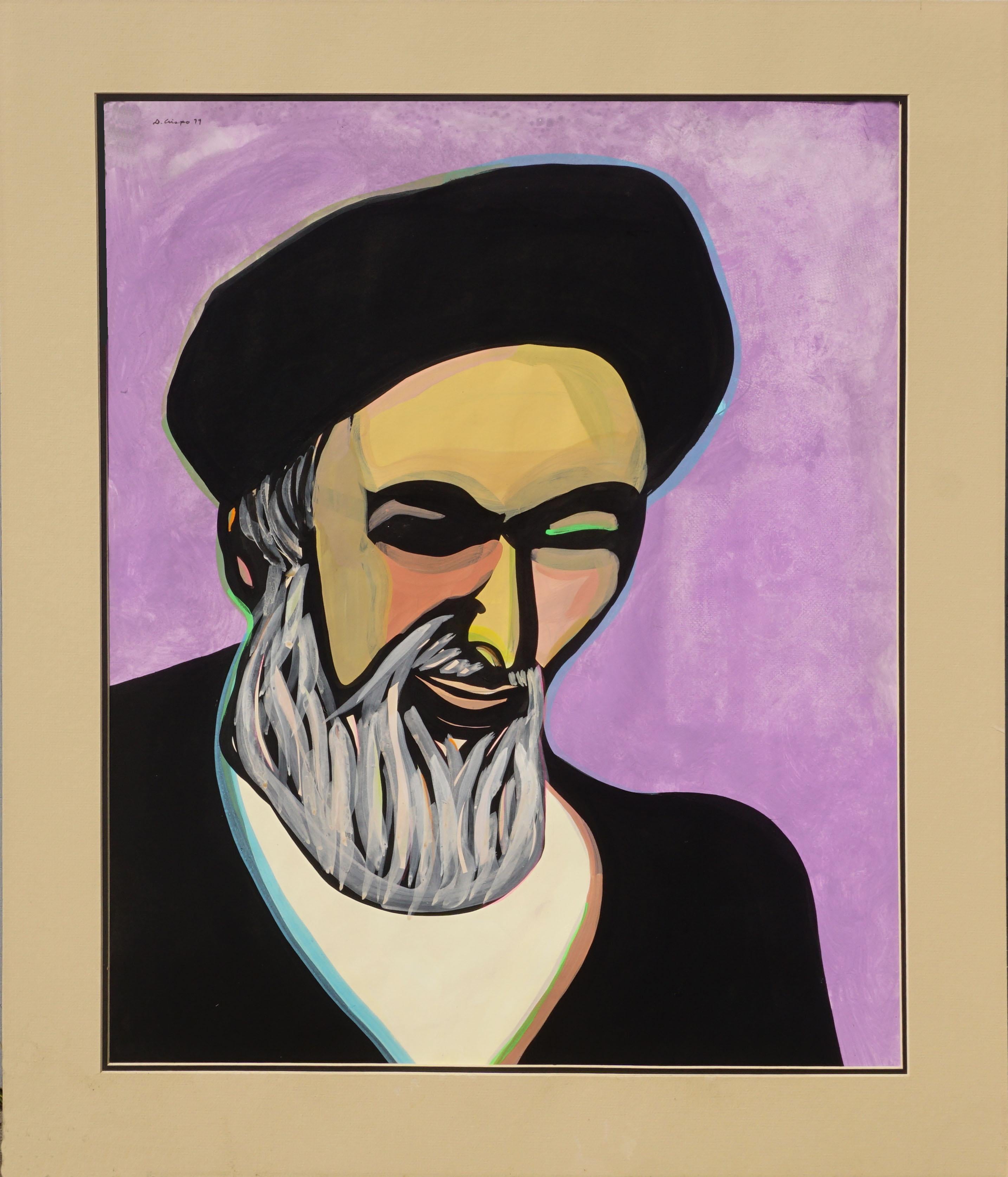 Dick Crispo Figurative Painting - "The Return" Portrait of Ayatollah Khomeini 1979