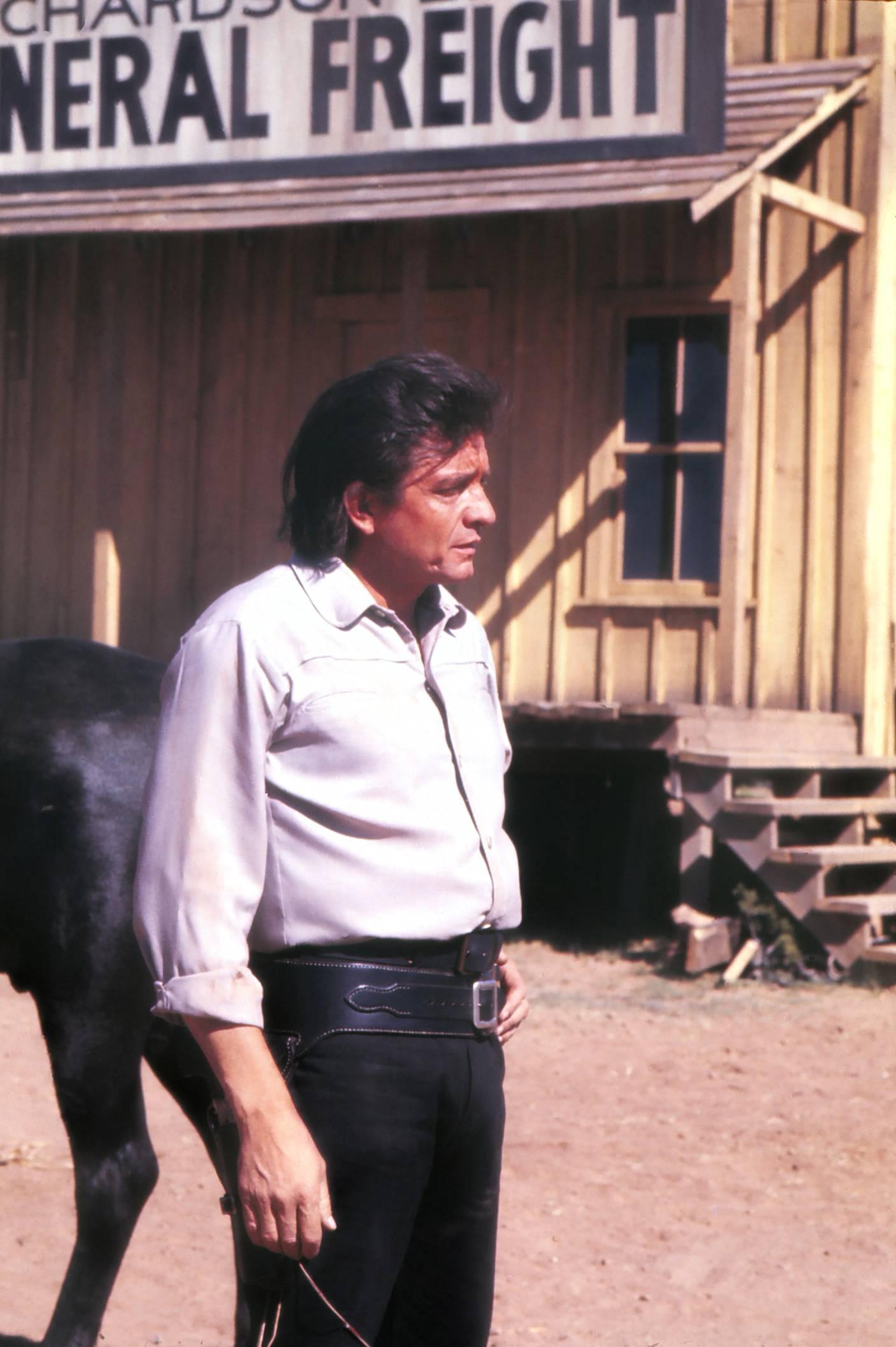 Dick Friske Color Photograph - Johnny Cash: Country Star on Movie Set Fine Art Print