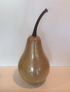 Dick Huss Monumental Contemporary Studio Art Glass Sculpture of a Pear, 1999