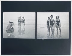 Silber-Gelatine-Fotodruck im Vintage-Stil, Mädchen am Strand, Fotodruck, Zwei Männer-Show