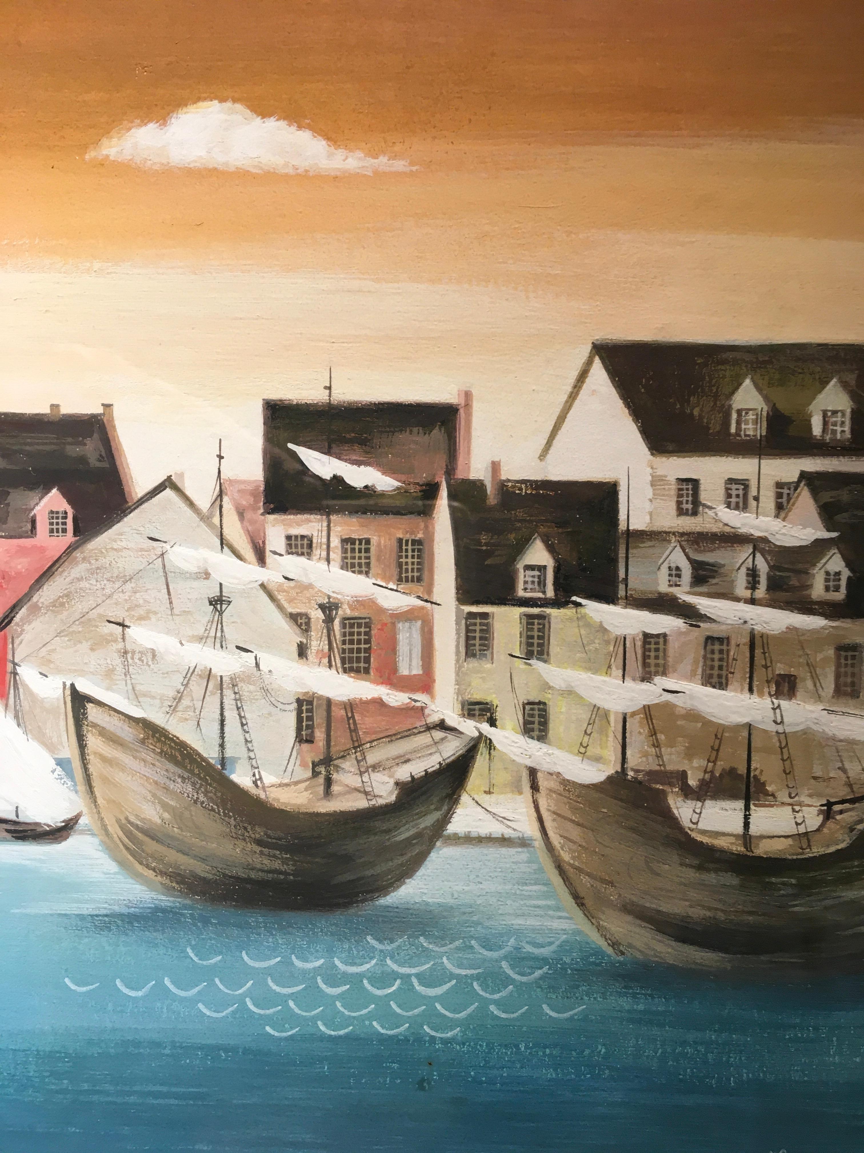 'Waterscape of City Port Entry,' a framed 21