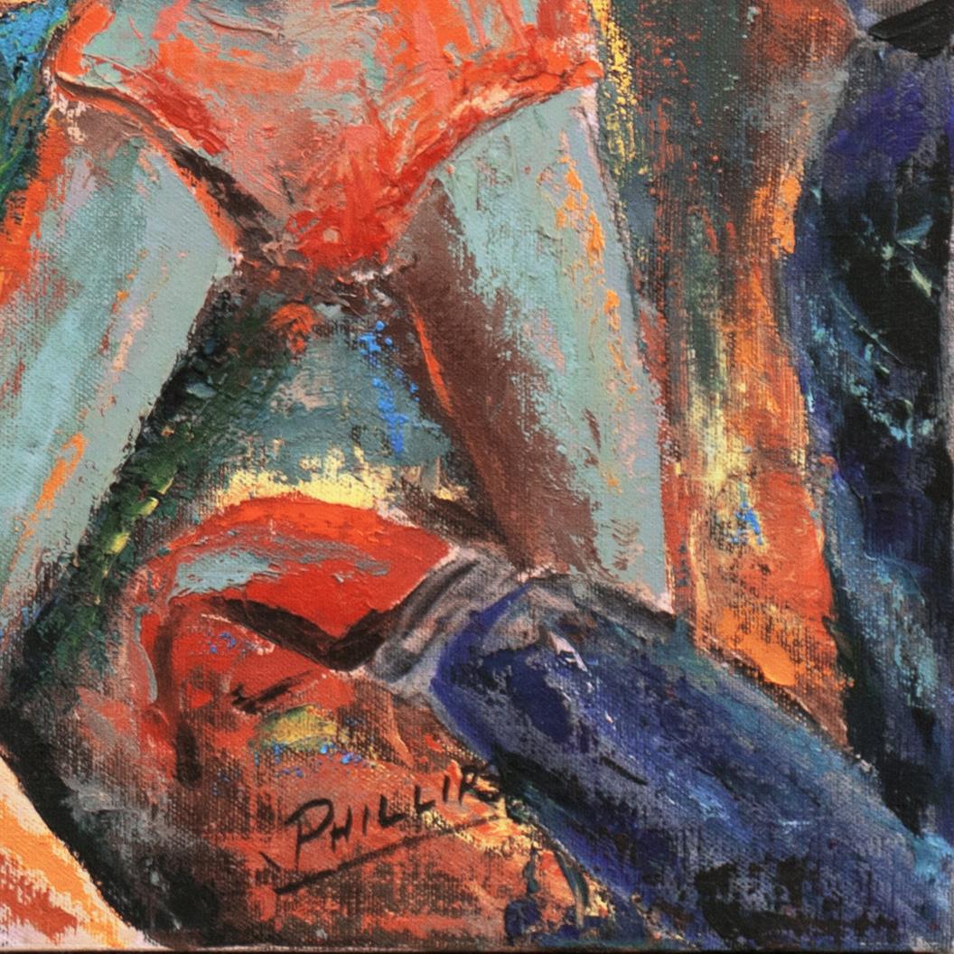 'Go, Igor, Go!', 1960's Night Club Go-Go Dancers, Large Post-Impressionist Oil - Painting by Dick Phillips