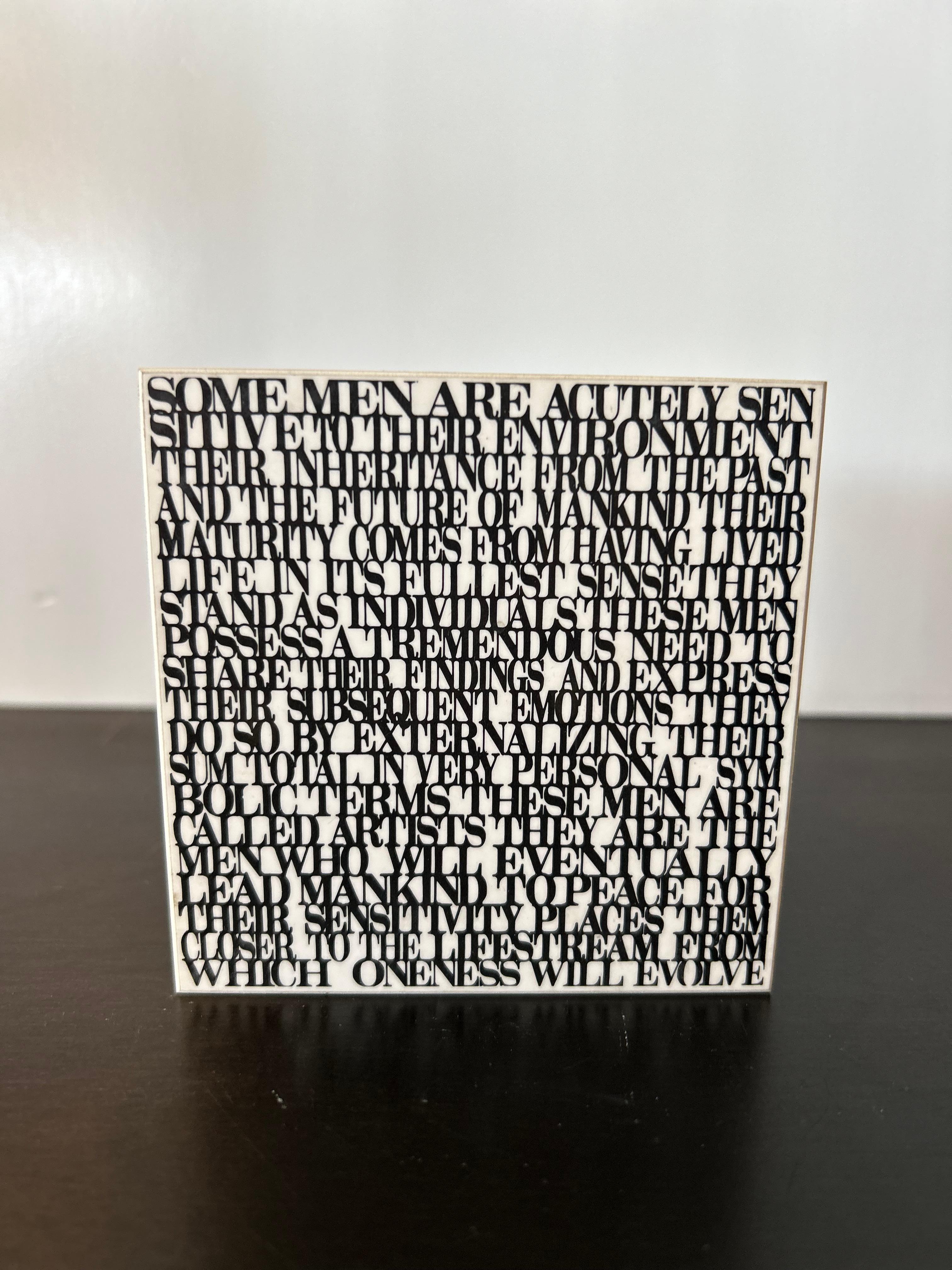 Mid-Century Modern Dick Seeger Text-based Lucite Art For Sale