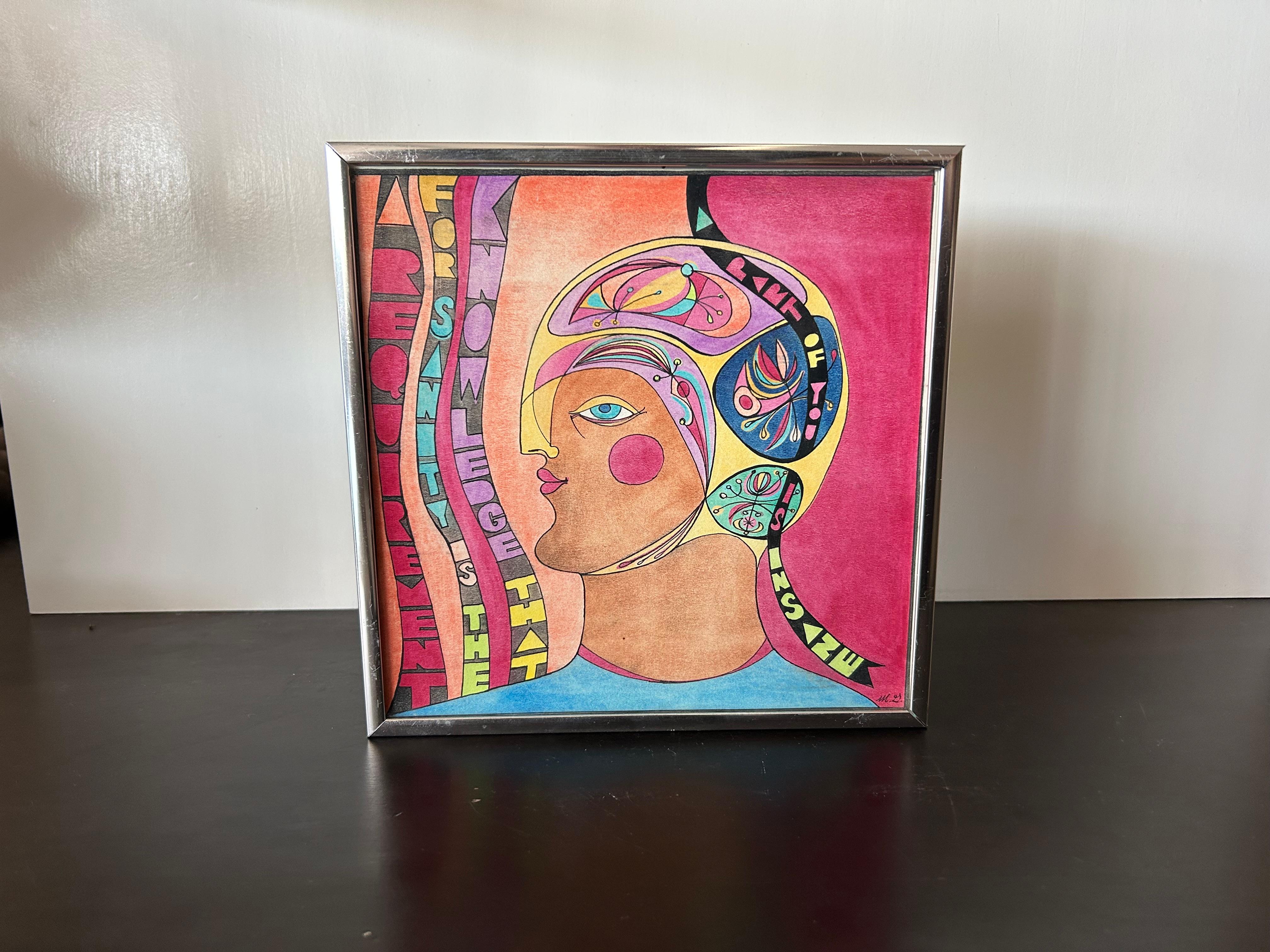 Late 20th Century Psychedelic Midcentury Painting by Artist Dick Seeger  For Sale