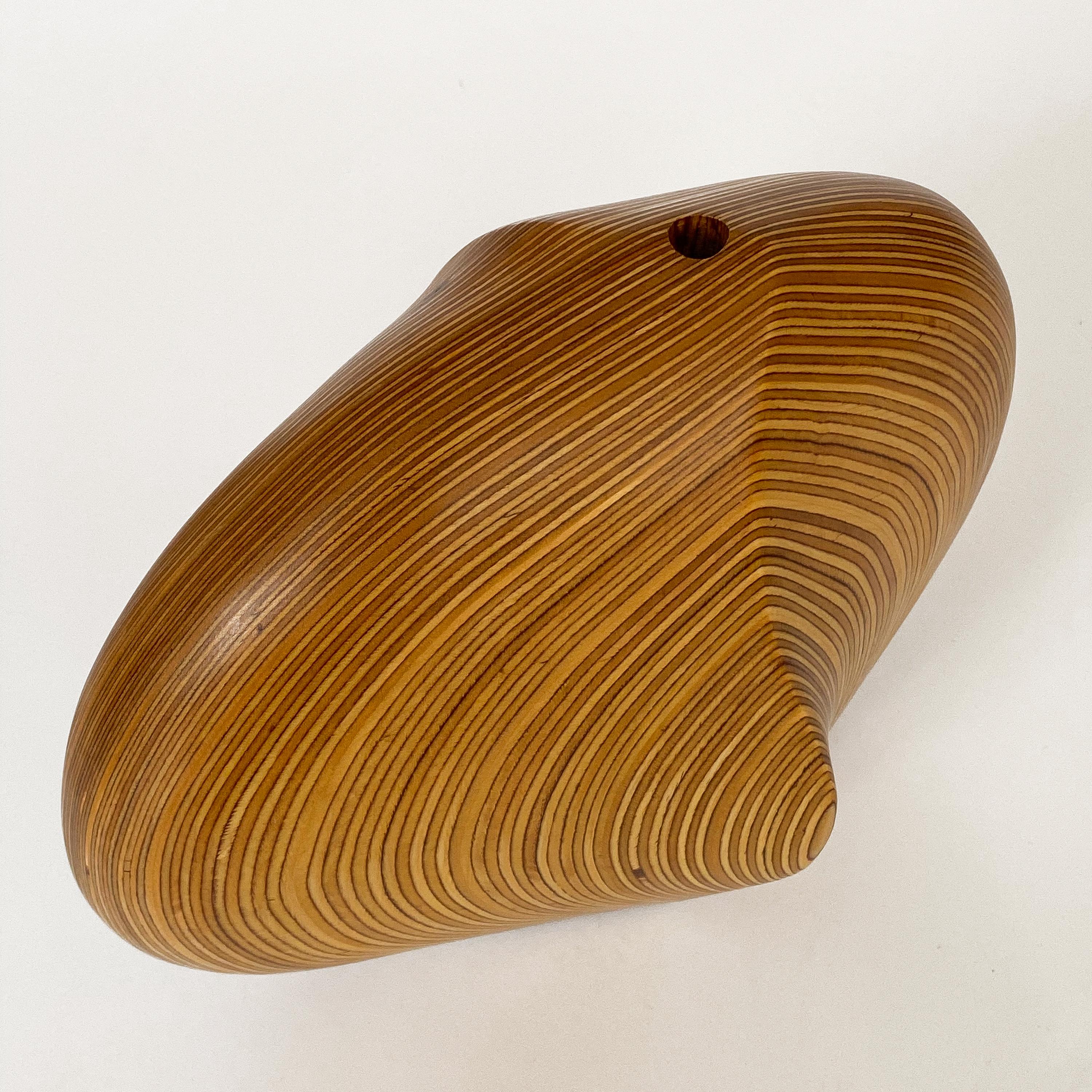 American Dick Shanley Carved Laminated Wood Sculptural Vessel
