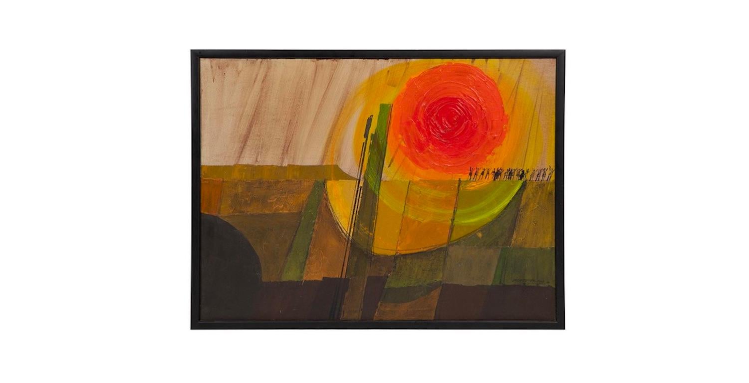 American Dick Sutphen Abstract Sunset Oil Painting, 1968 For Sale