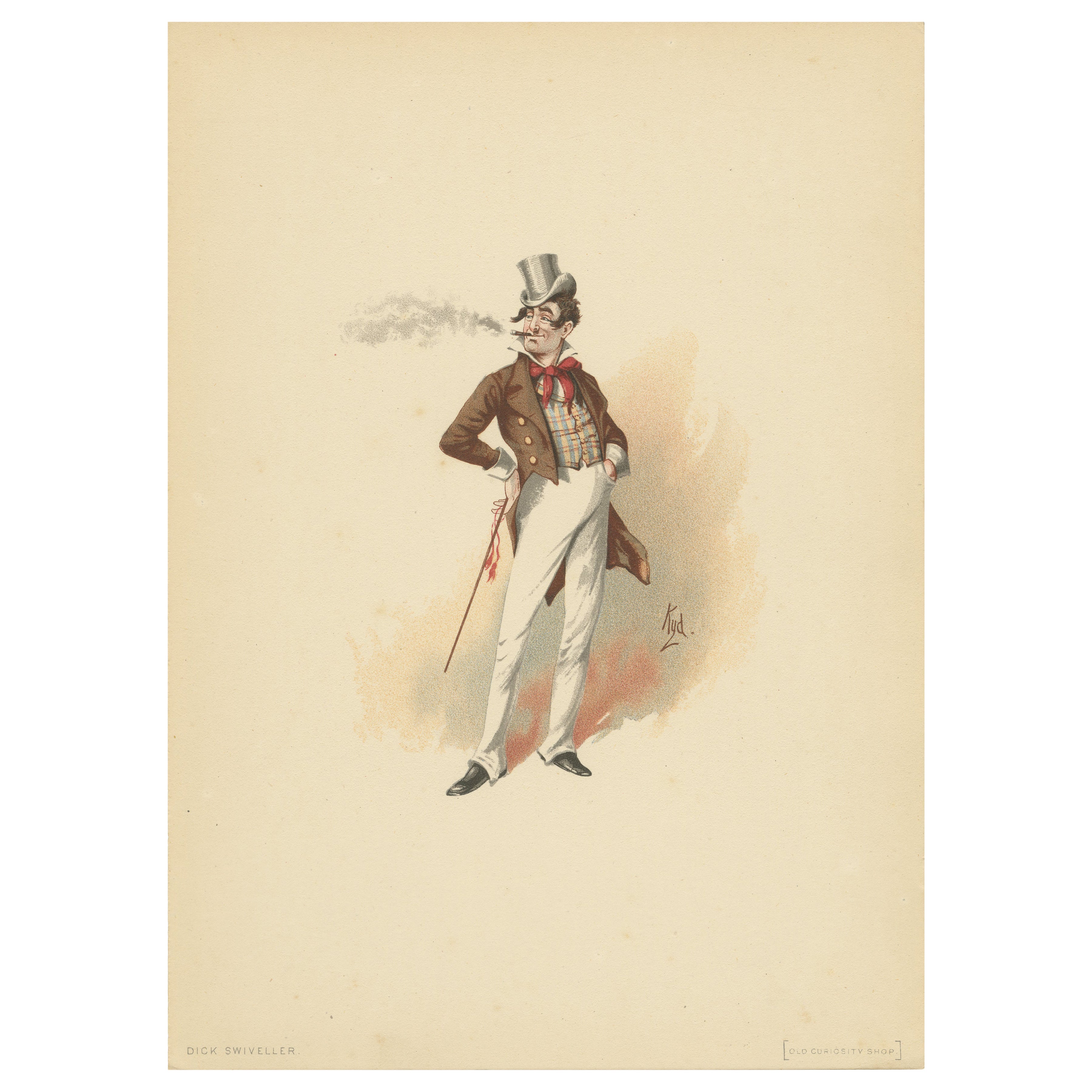 Dick Swiveller da Old Curiosity Shop - Stampa di carattere Kyd dopo Dickens, 1889