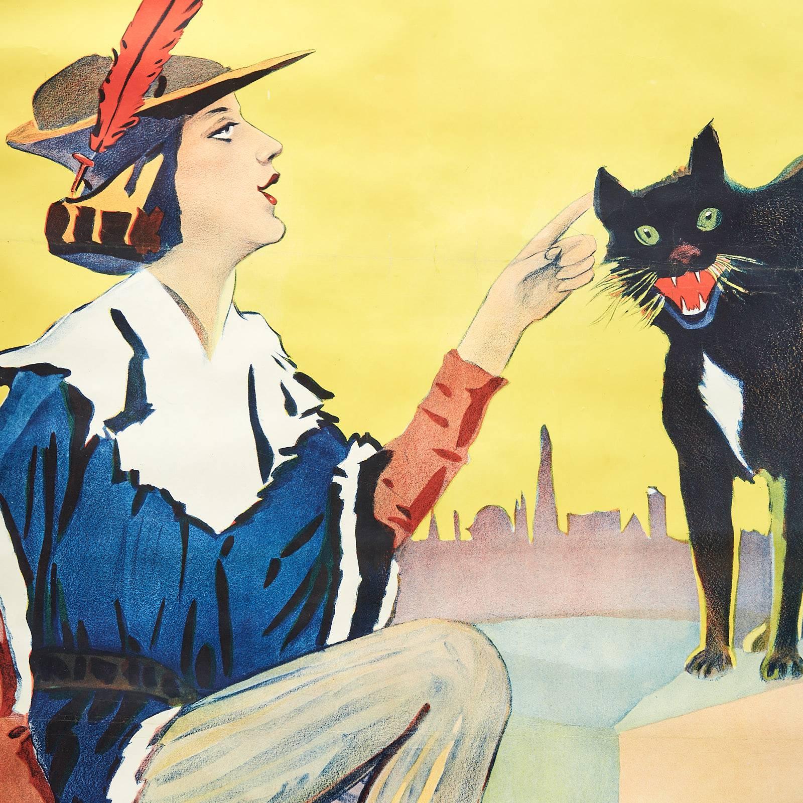 Cartel de la pantomima Dick Whittington Eduardiano