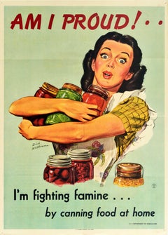 Original Vintage Poster Am I Proud I'm Fighting Famine By Canning Food At Home