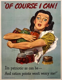 Original Vintage WWII Of Course I can Poster by Dick Williams 1944