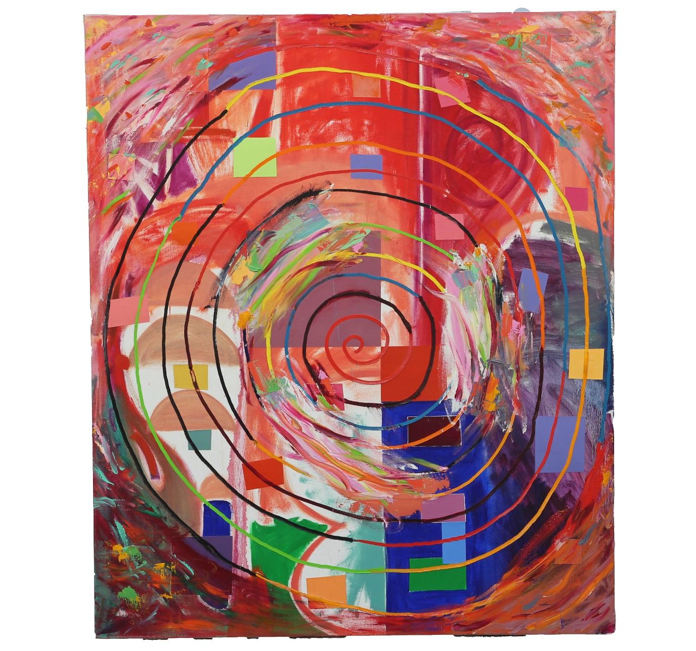 Dick Wray Still-Life Painting - Geometric Abstract Spiral Painting