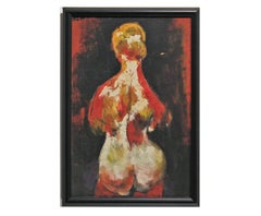 Figura desnuda de pie en tonos naranja y amarillo