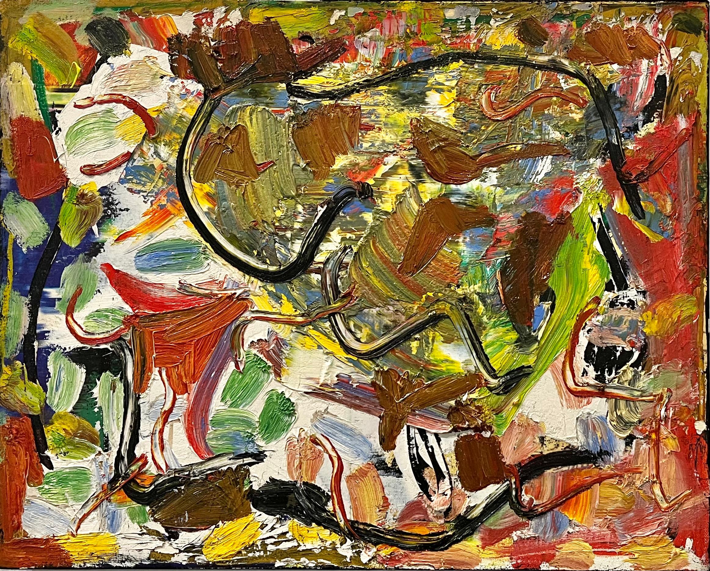 Dick Wray Abstract Painting – "Ohne Titel #1422" - Abstraktes Ölgemälde, Gestische Abstraktion, Zeitgenössische Kunst