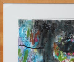 "Senza titolo (volto)" Quadro di ritratto a tecnica mista astratto e moderno Modern Color