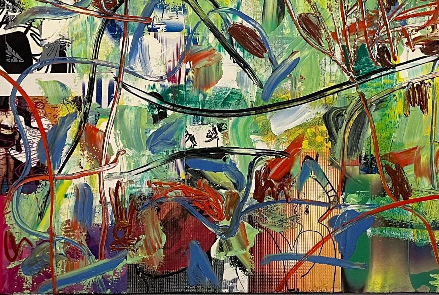 Questa vivace opera d'arte del compianto artista di Houston Dick Wray è un dipinto a olio astratto nello stile dell'espressionismo astratto. Gli spessi strati di pittura favoriscono una notevole tattilità, comunemente riscontrata nelle opere di Dick