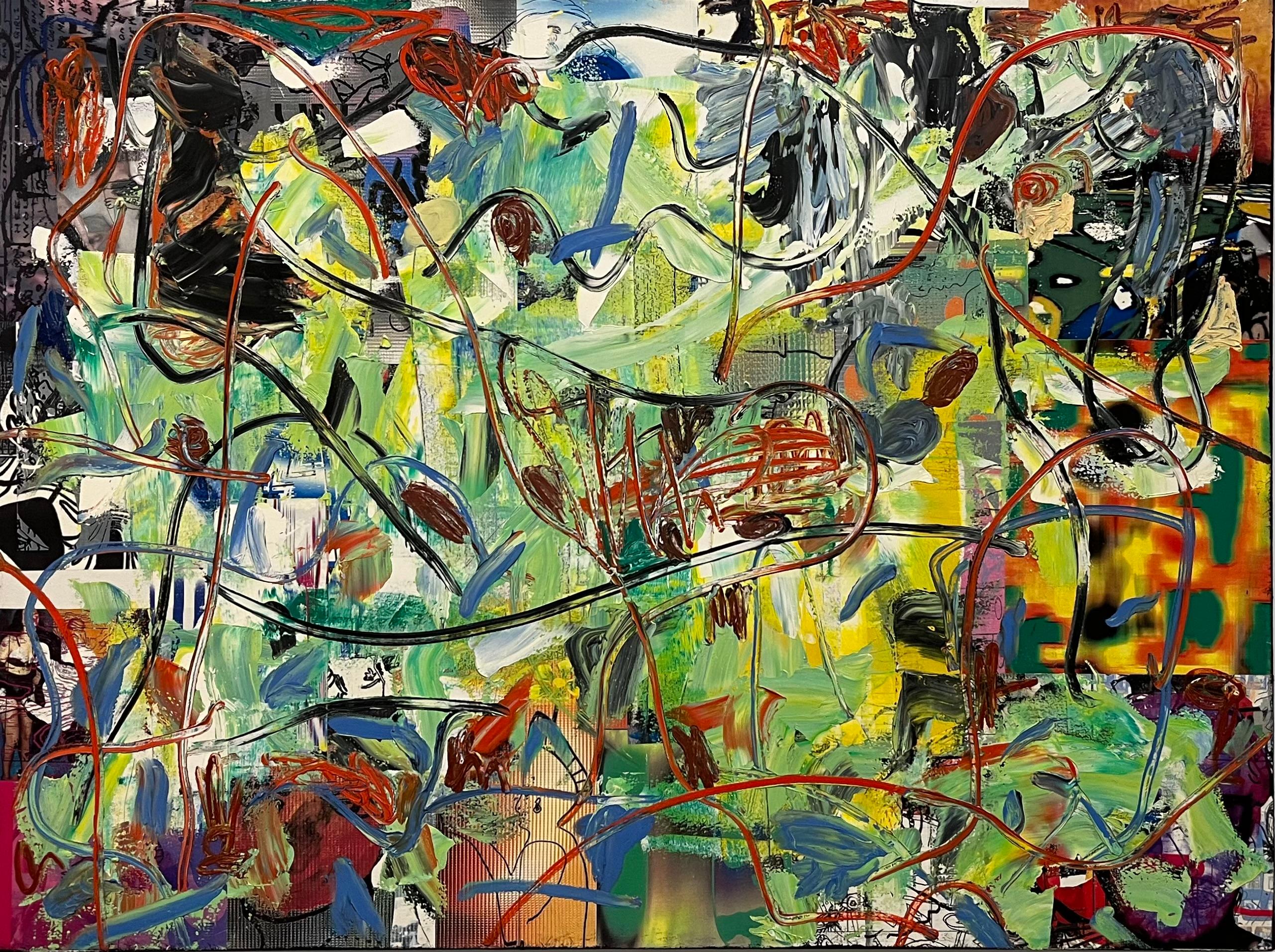 "Sans titre" - Peinture à l'huile abstraite, Abstraction gestuelle, Art contemporain