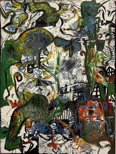 "Sans titre" - Peinture à l'huile abstraite, Abstraction gestuelle, Art contemporain