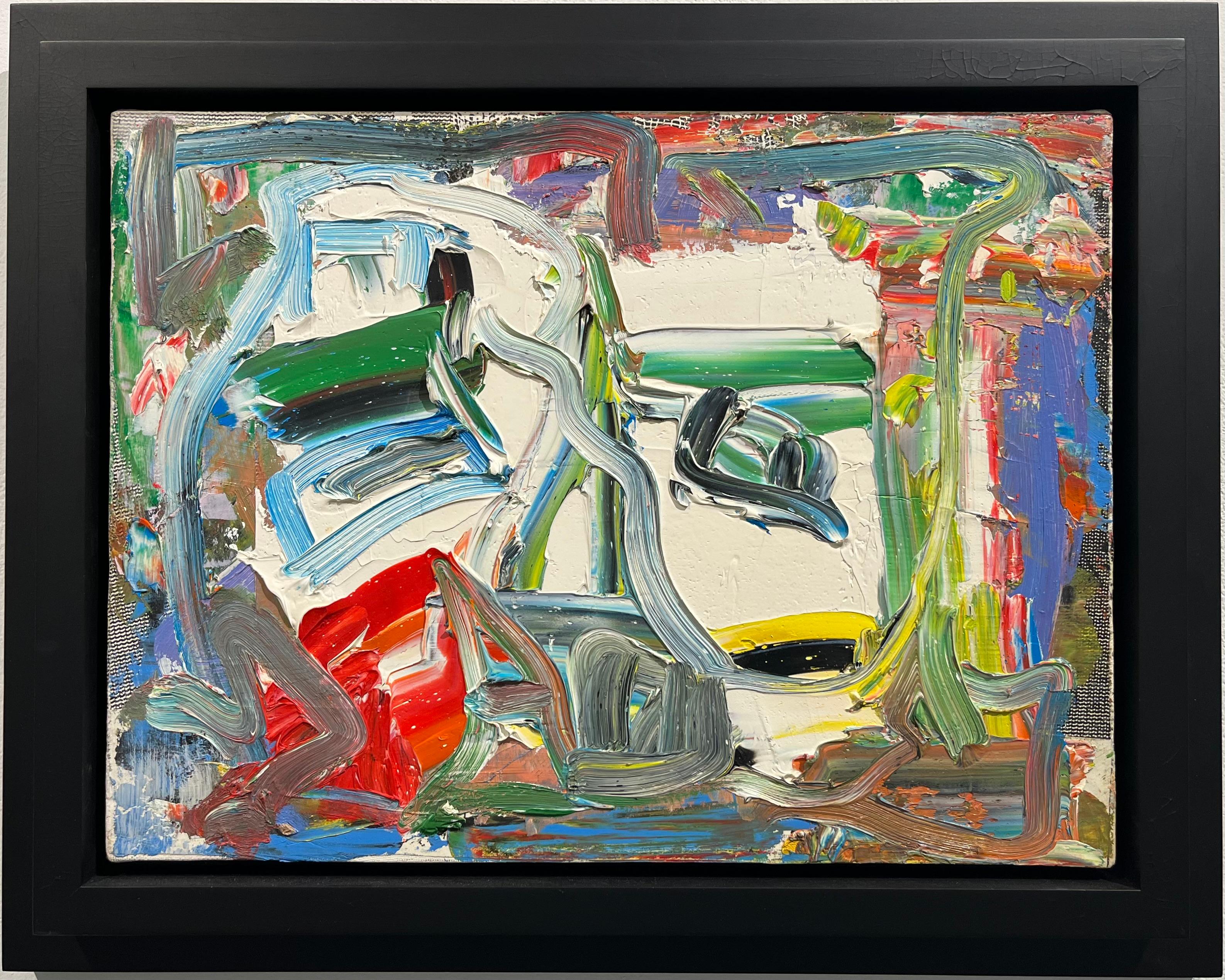 Senza titolo - Pittura ad olio astratta con cornice, Astrazione gestuale, Arte contemporanea - Painting di Dick Wray