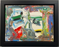 Untitled - Framed Abstract Oil Painting, Gestural Abstraction, Contemporary Art