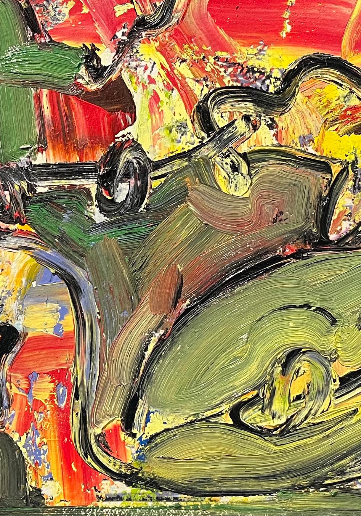 Senza titolo - Pittura ad olio astratta con cornice, Astrazione gestuale, Arte contemporanea - Painting Espressionismo astratto di Dick Wray