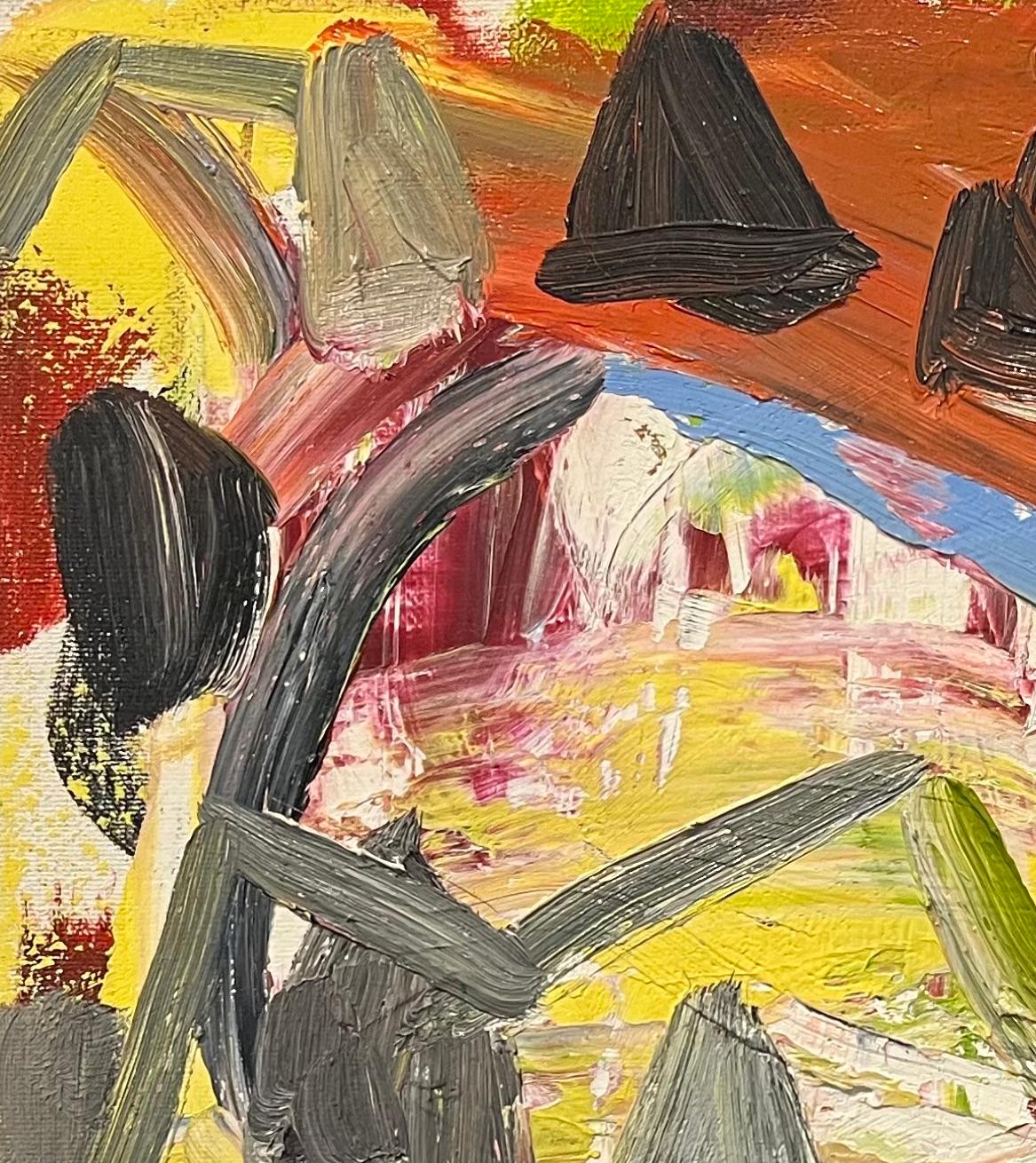 This abstract oil painting by late Houston artist Dick Wray expresses a striking kinetic energy. Thick layers of paint foster a remarkable tactility commonly found in Dick Wray’s artwork. The treatment of the oil reflects a tendency toward impulse
