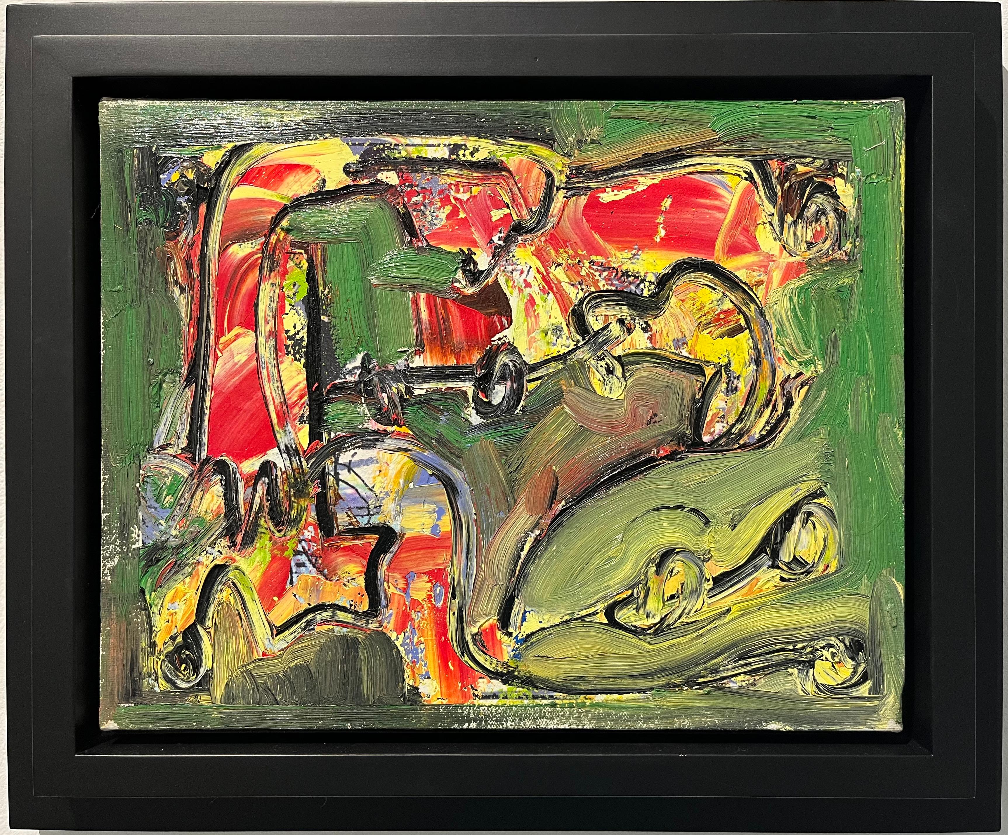 Untitled - Framed Abstract Oil Painting, Gestural Abstraction, Contemporary Art For Sale 3