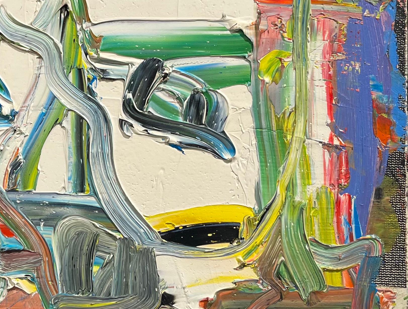 Senza titolo - Pittura ad olio astratta con cornice, Astrazione gestuale, Arte contemporanea in vendita 1