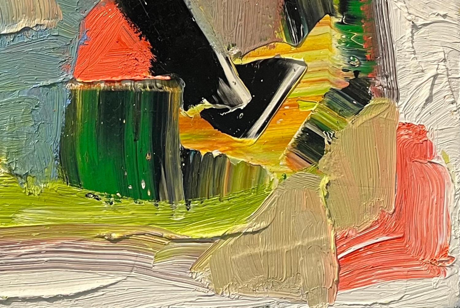 Senza titolo - Pittura ad olio astratta con cornice, Astrazione gestuale, Arte contemporanea in vendita 1