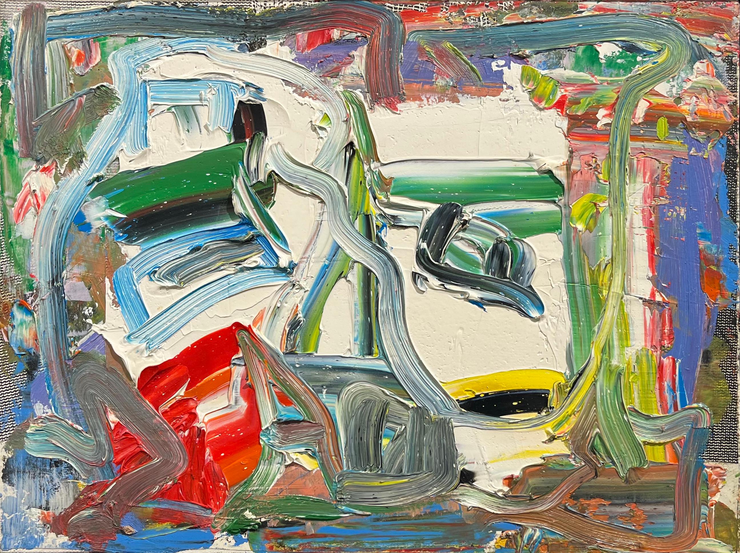 Abstract Painting di Dick Wray - Senza titolo - Pittura ad olio astratta con cornice, Astrazione gestuale, Arte contemporanea