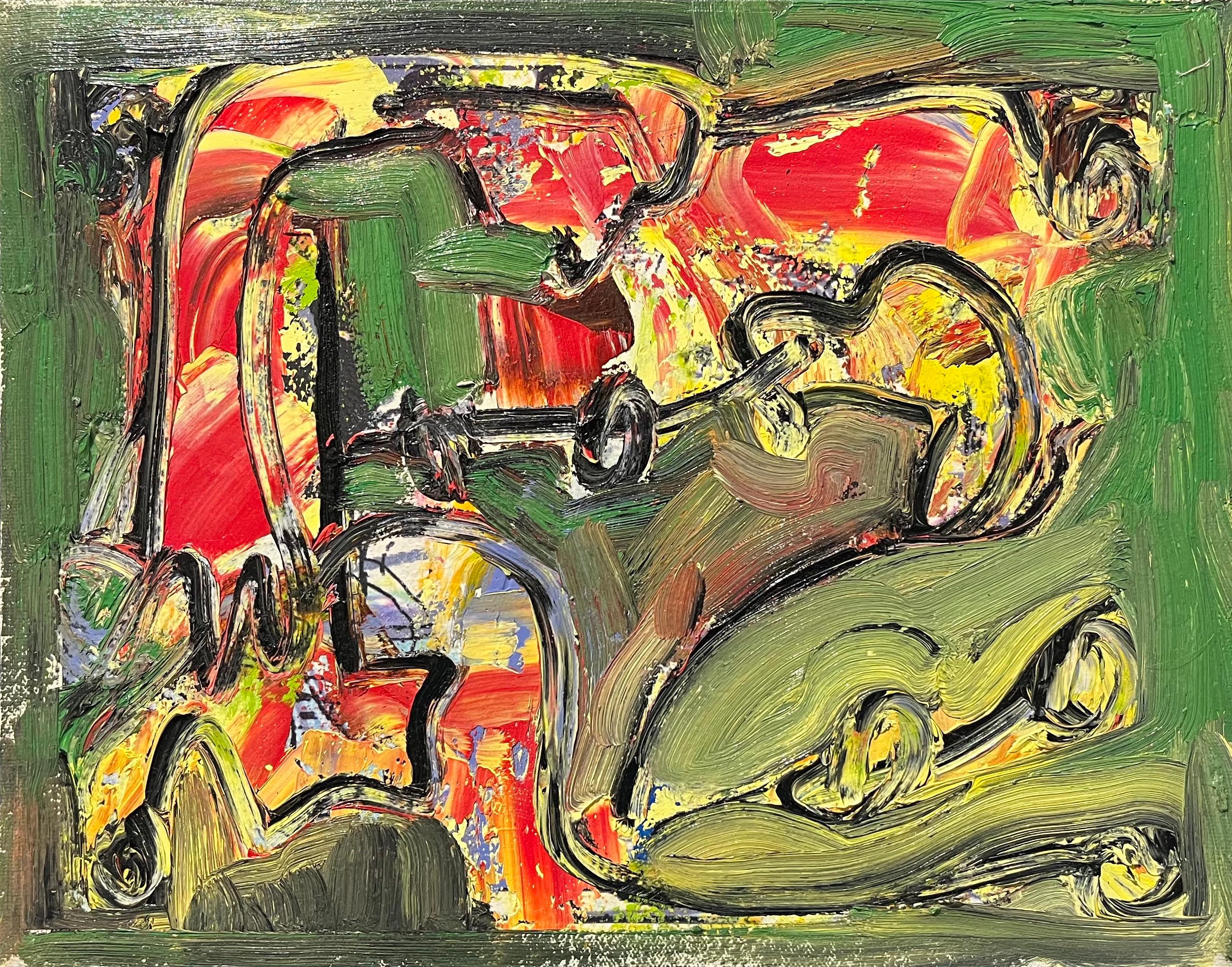 Abstract Painting di Dick Wray - Senza titolo - Pittura ad olio astratta con cornice, Astrazione gestuale, Arte contemporanea