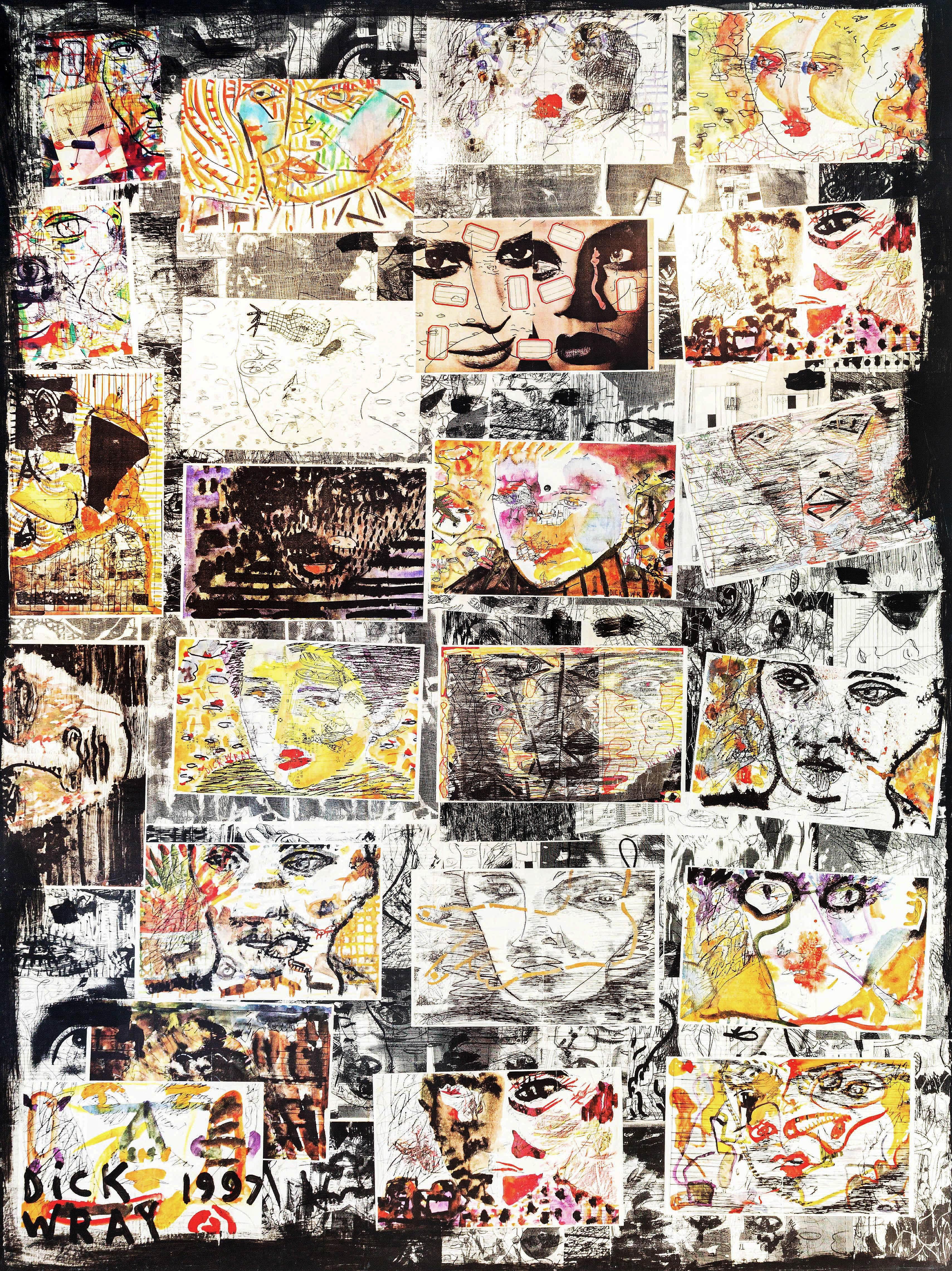"Senza titolo", tecnica mista su tela - pittura figurativa a collage