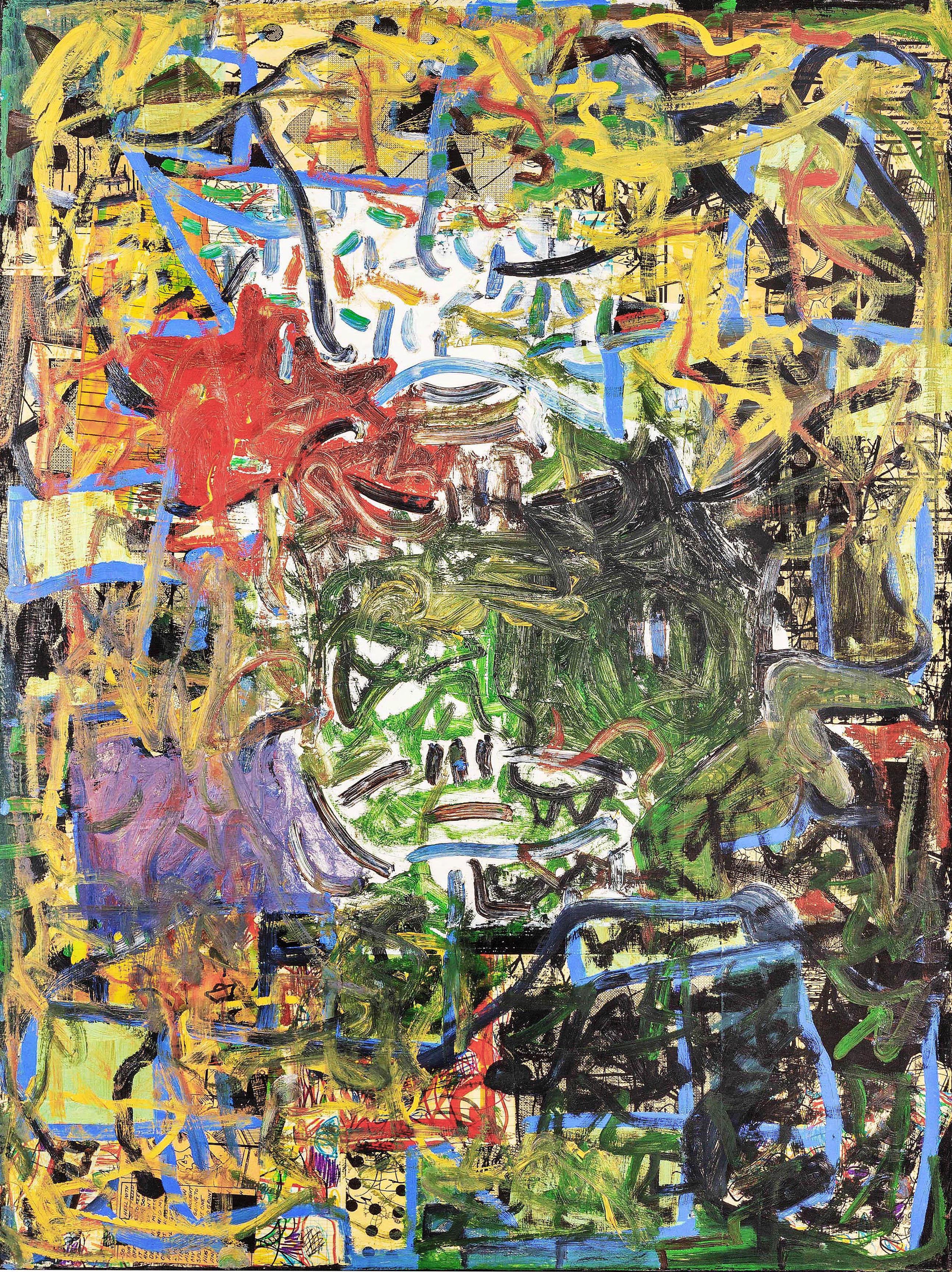 Dick Wray Abstract Painting – ""Untitled", Öl, Mischtechnik auf Leinwand - Abstraktes impressionistisches Gemälde