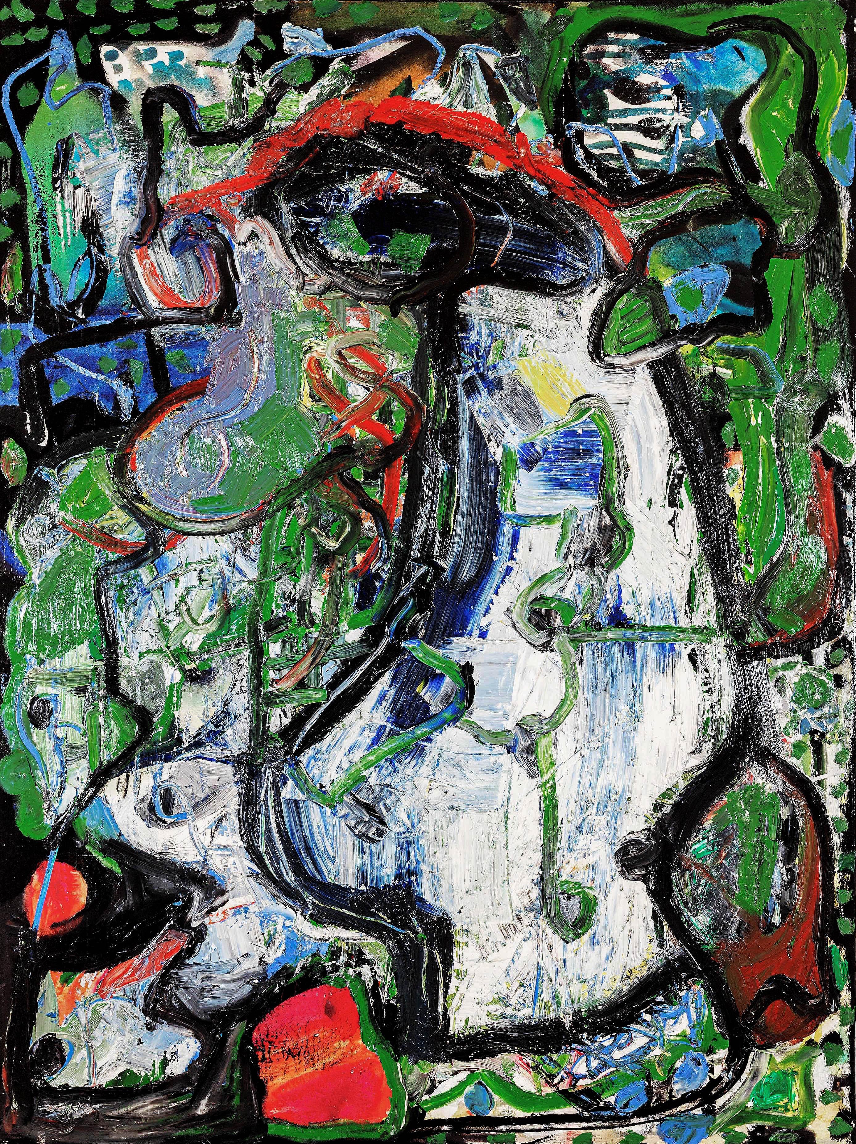 Dick Wray Abstract Painting – ""Untitled", Öl, Mischtechnik auf Leinwand - Abstraktes Gemälde