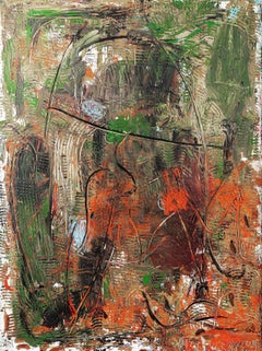 "Untitled, " Oil, Mixed Media on Wood - Abstract painting