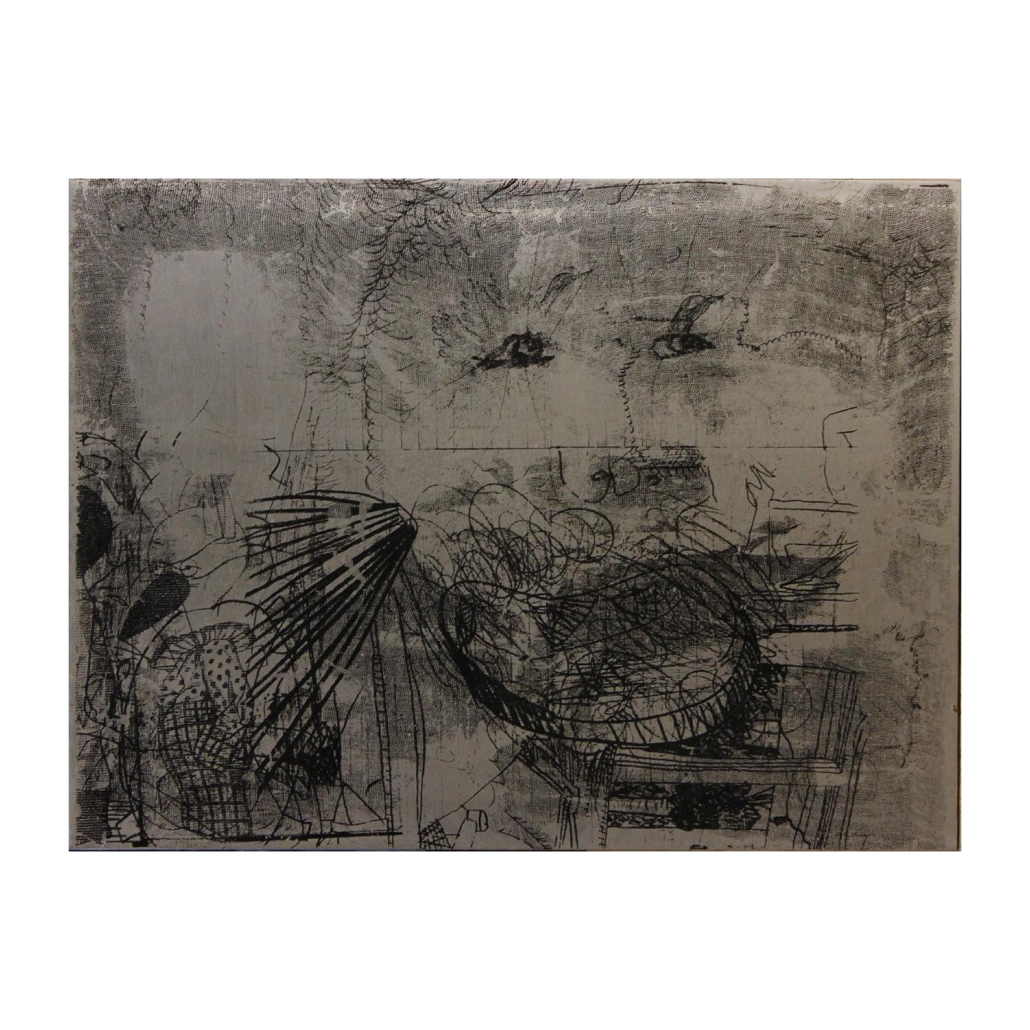 Modern Abstract Expressionist Metal Etching