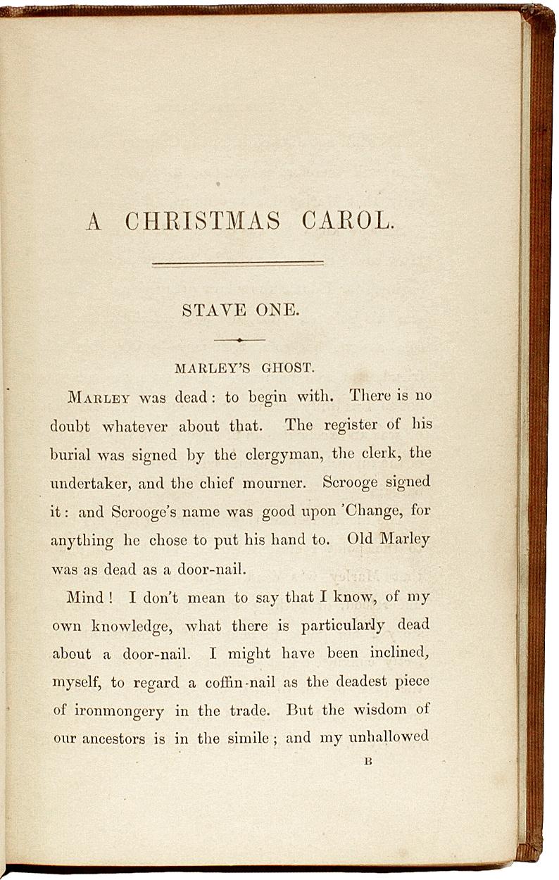 Fabric Dickens, Charles, A Christmas Carol, Third Edition, in Original Cloth, 1843