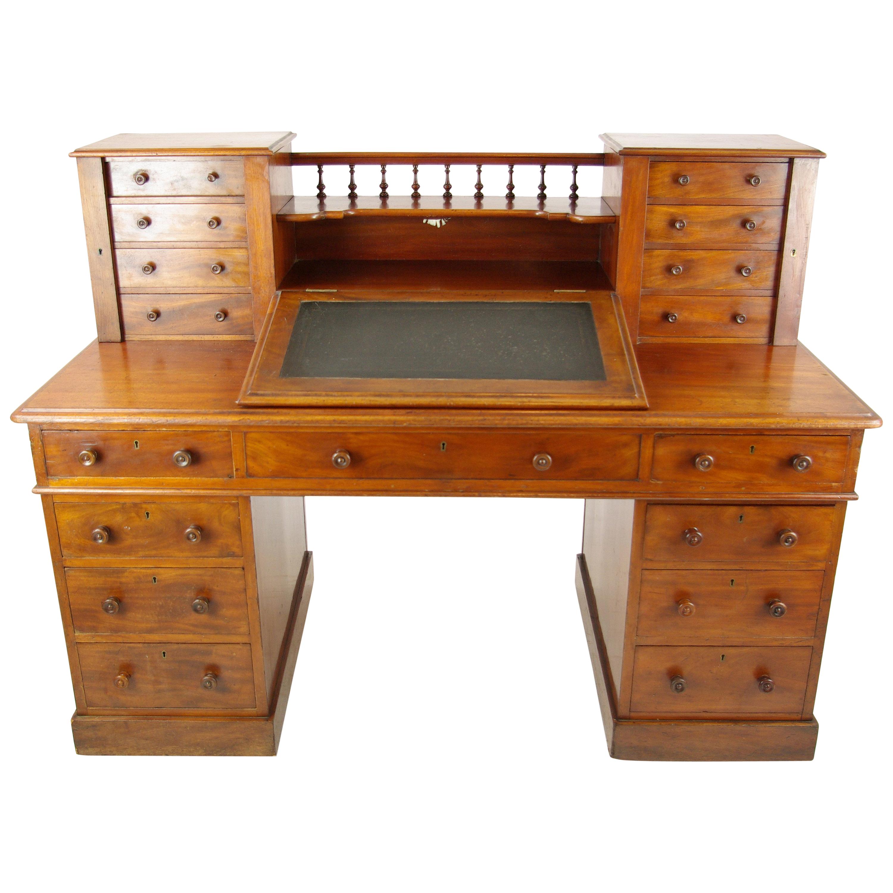 Dickens Desk, Antique Walnut Desk, Slant Front Desk, 1880, Antiques, B1241