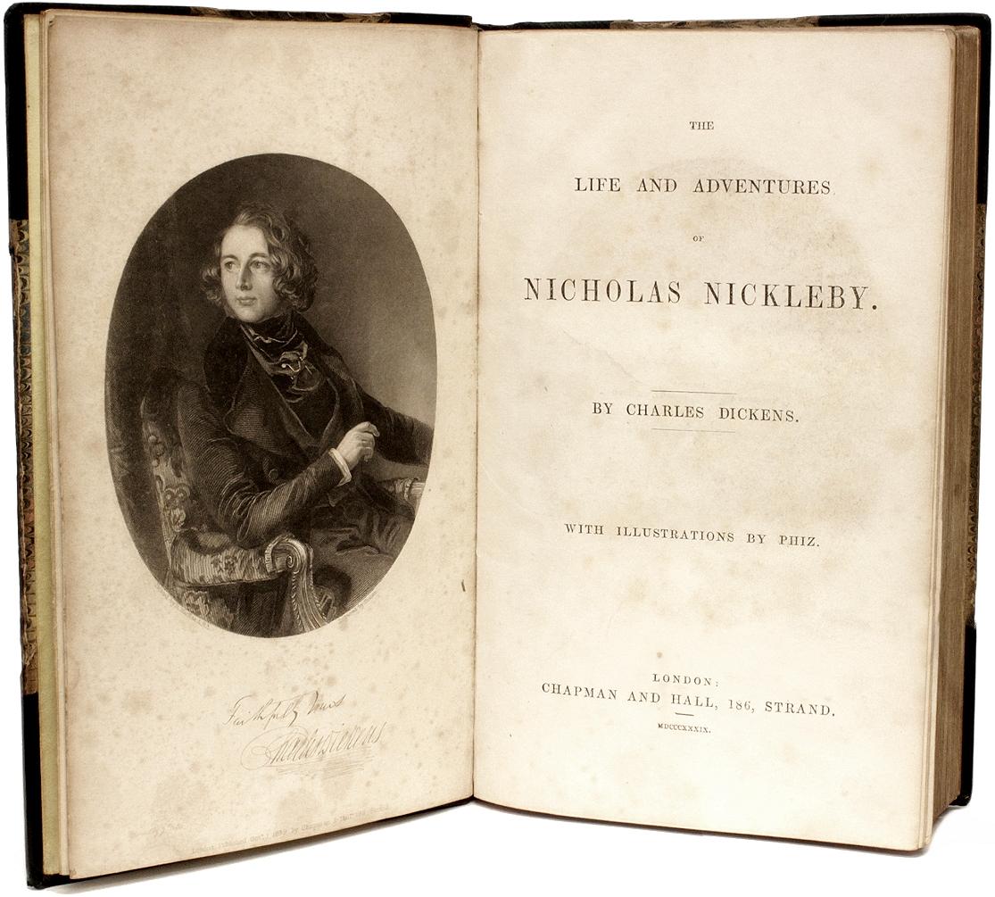 Milieu du XIXe siècle Dickens-Vie et aventures de Nicholas Nickleby-1ère Ed reliée des parties en vente