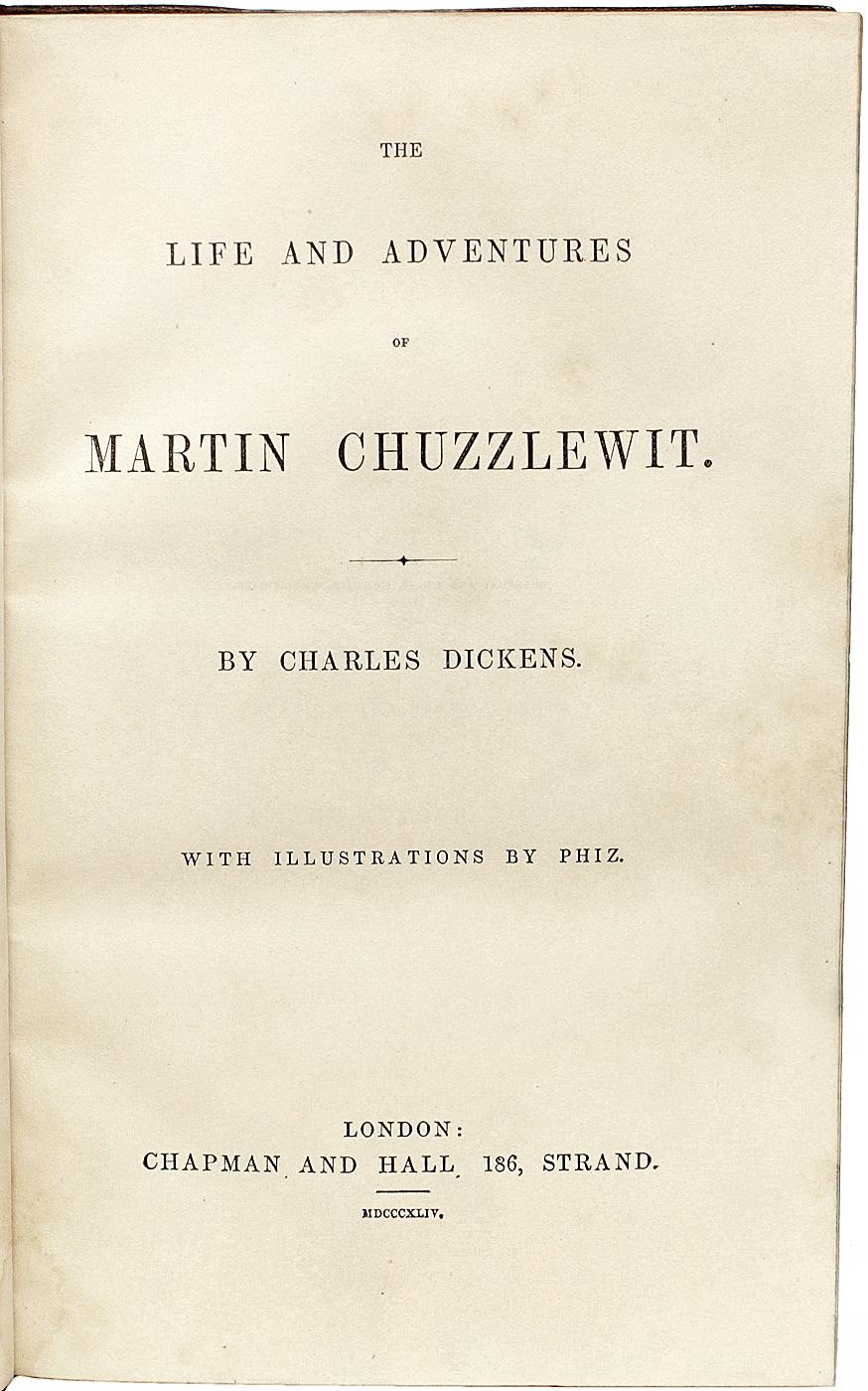 DICKENS. La vie et les aventures de Martin Chuzzlewit. PREMIÈRE ÉDITION - 1844 Excellent état - En vente à Hillsborough, NJ