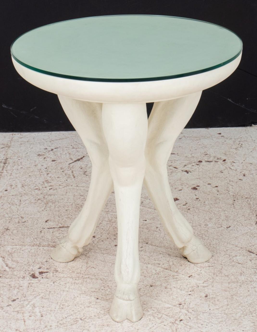 Angora-Gueridon-Tisch mit Ziegenbeinen im Dickinson-Stil (Glas) im Angebot