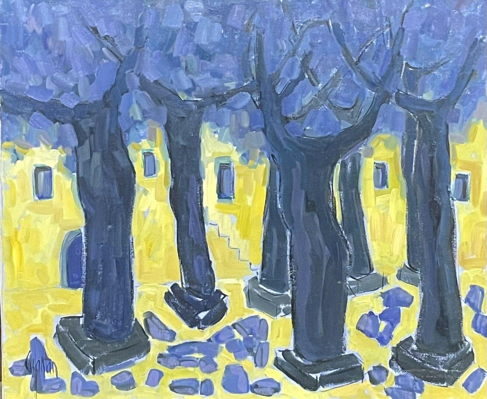 Landscape Painting di Didier Carfantan - DIDIER CARFANTAN - PITTURA AD OLIO MODERNISTA FRANCESE - UNE PLACE EN PROVENCE ANNI '90