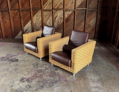 Didier Gomez Hemp & Leather " Wicky " Chairs for Ligne Roset, France, c.1995