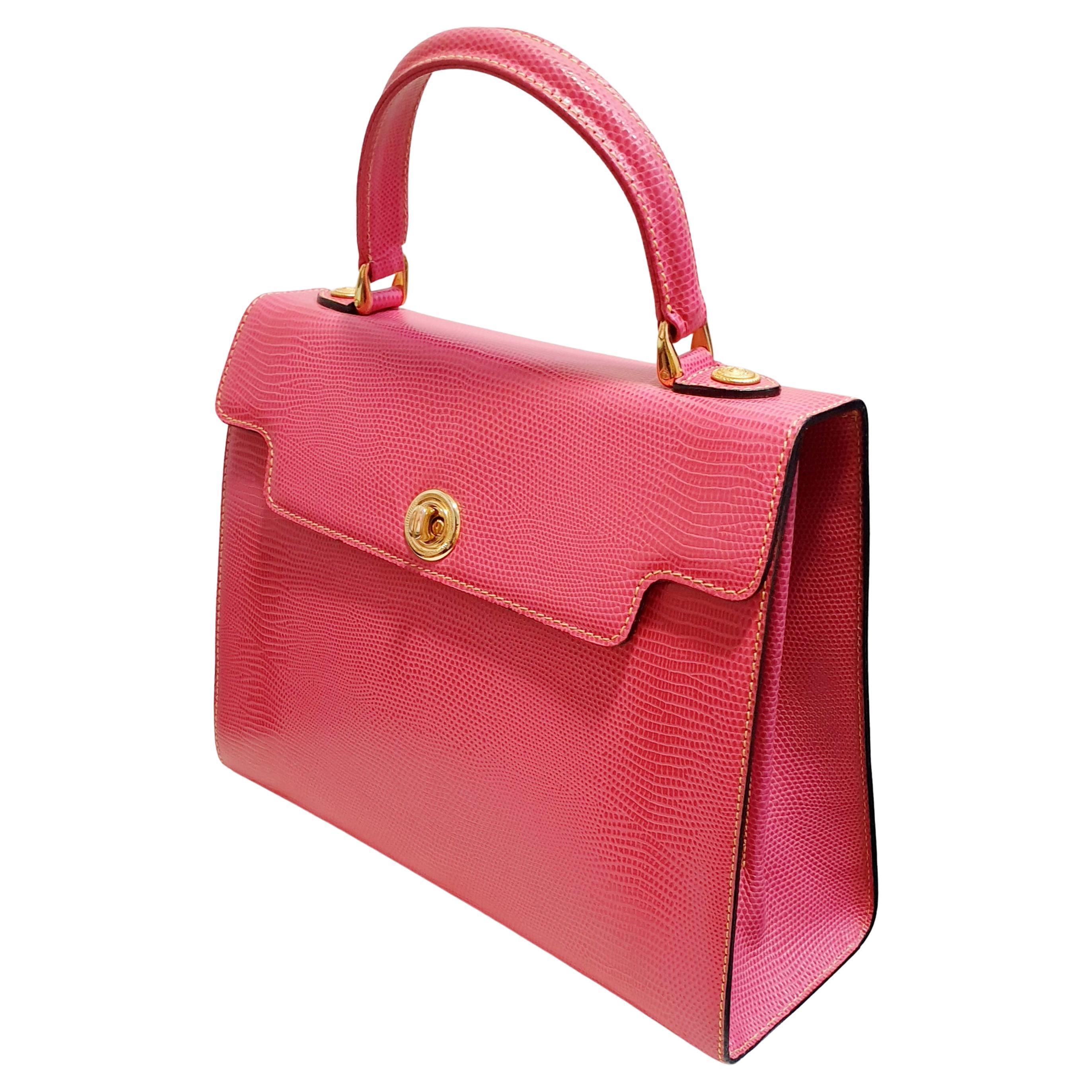 New Didier LaMarthe Paris Pink Leather Lizard Skin Style Kelly Bag For Sale  at 1stDibs