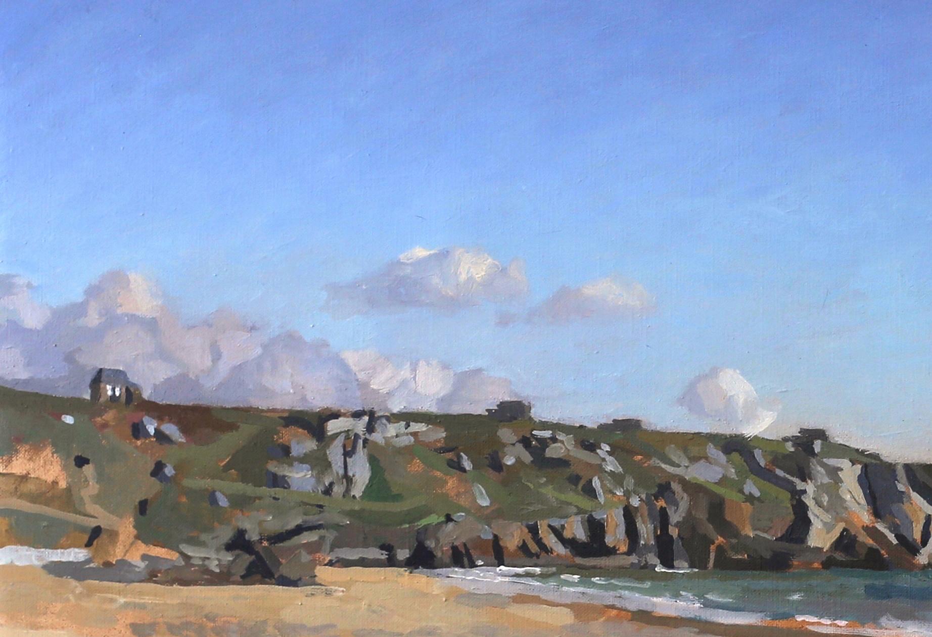 Pen Hat- Strand in der Abenddämmerung – Bretagne (Französische Schule), Painting, von Didier LAPÈNE