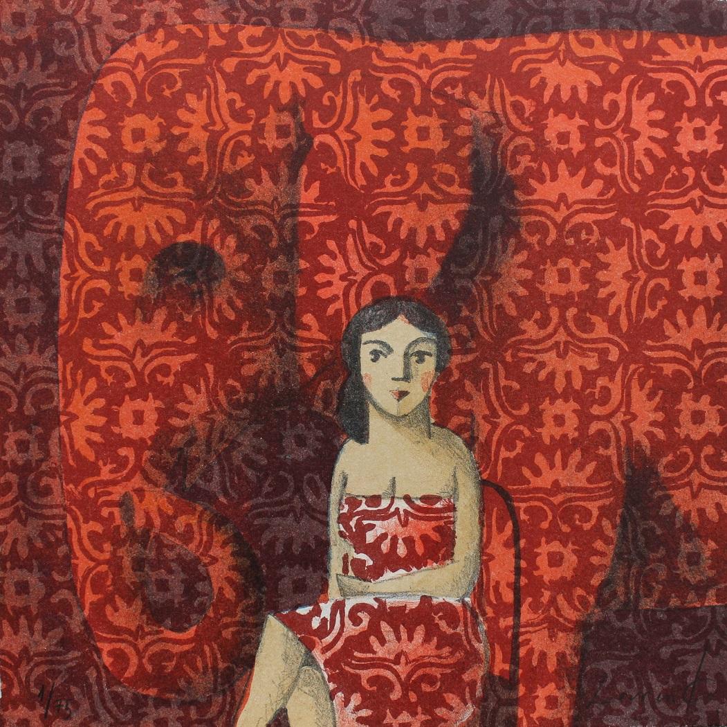 Big Red - Original Lithograph by Spanish Artist Didier Lourenço