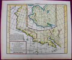 California: 18th Century Hand-colored Map by de Vaugondy 