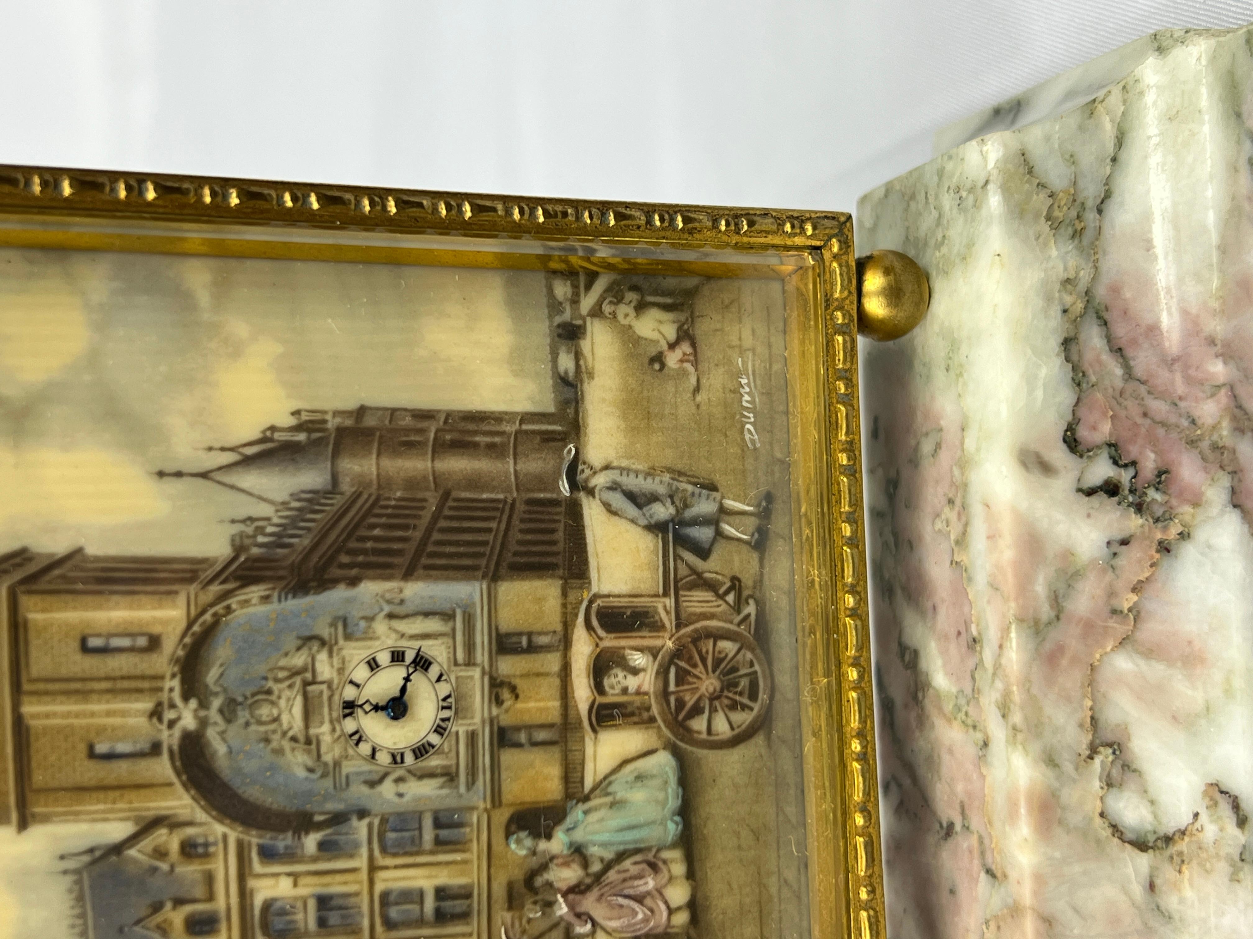 French Didisheim Goldschmidt & Fils Painted Table Clock 