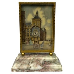 Didisheim Goldschmidt & Fils Painted Table Clock "Le Palais De Justice" C. 1930