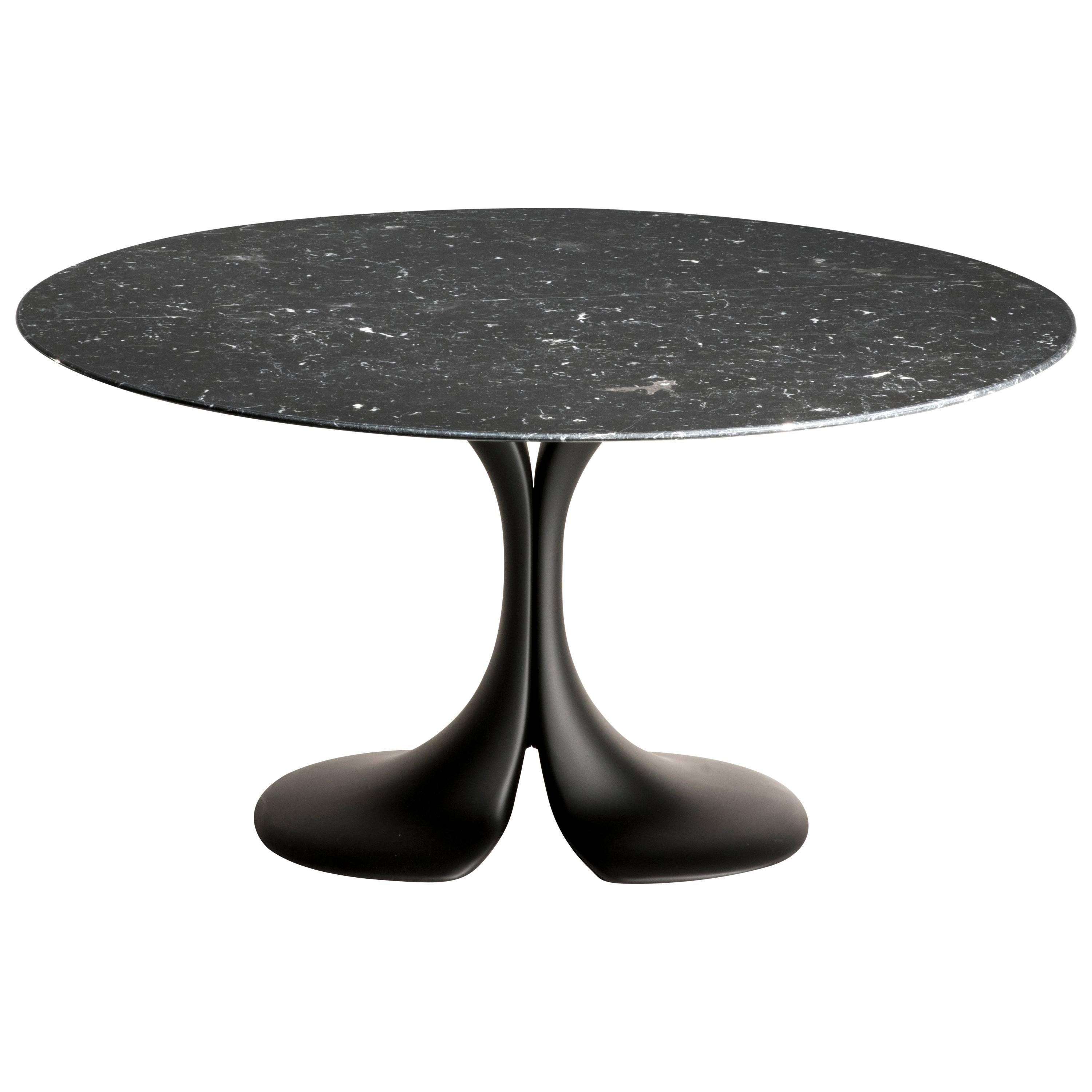 Didymos Round Table with Black Marble Top by Antonia Astori for Driade